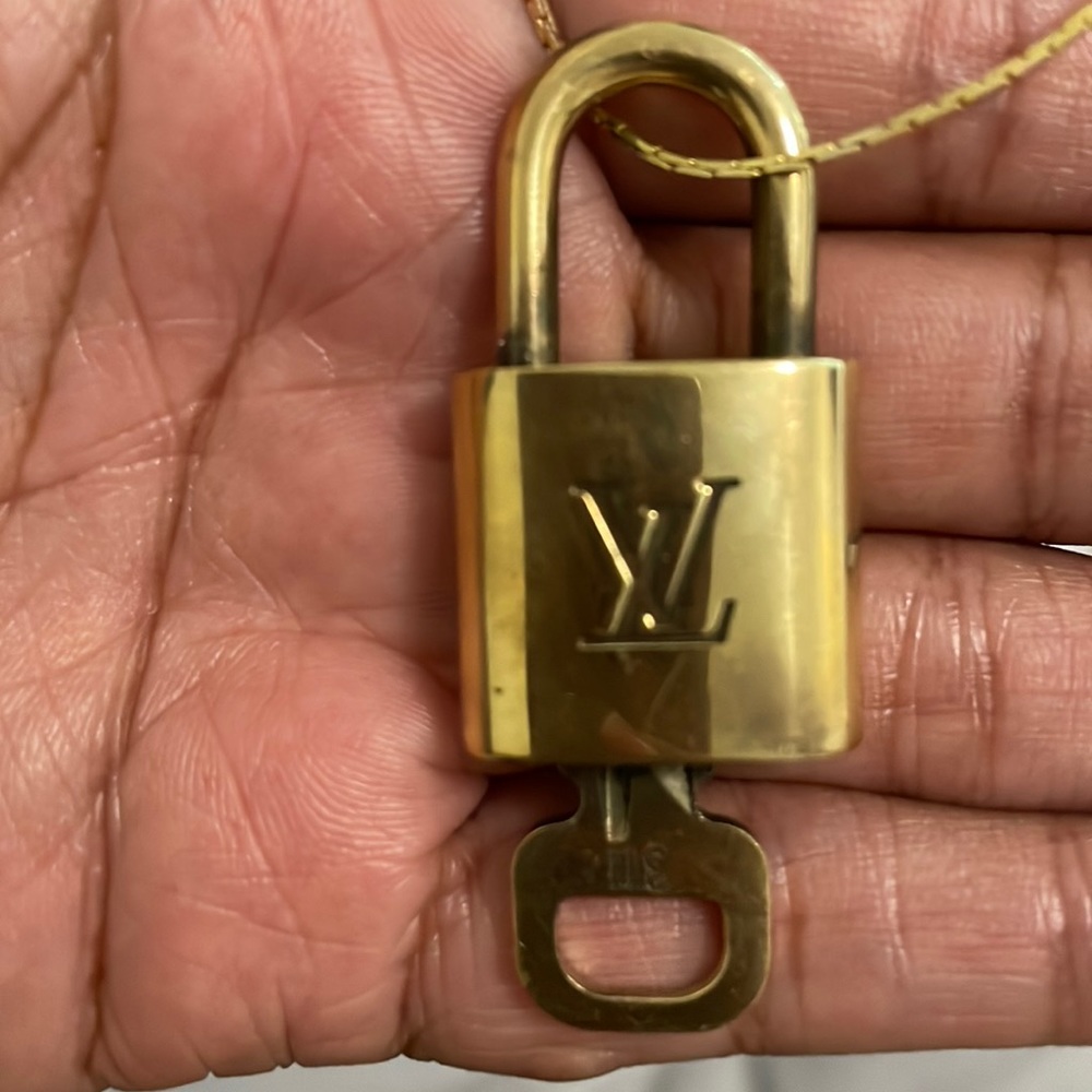 Louis Vuitton Lock, Key and 14k gold plated necklace
